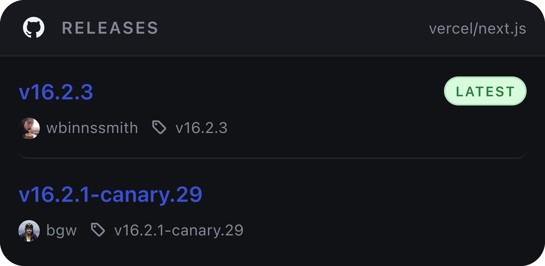 GitHub Release Watch desktop widget preview